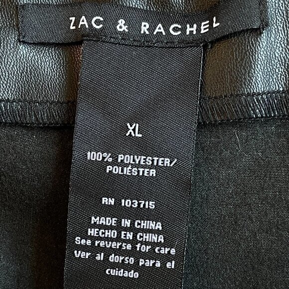 Zac & Rachel NEW Vegan Leather Black Leggings have Permanent Crease Down Front - Picture 6 of 10